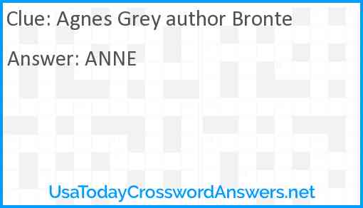 Agnes Grey author Bronte Answer