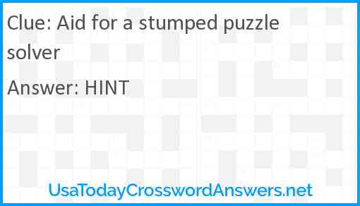 Aid for a stumped puzzle solver Answer