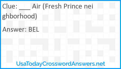 ___ Air (Fresh Prince neighborhood) Answer