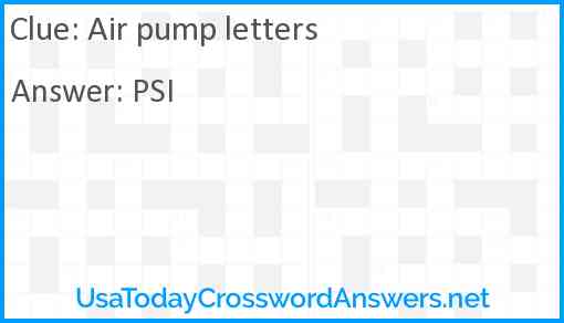 Air pump letters Answer