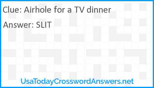 Airhole for a TV dinner Answer