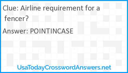 Airline requirement for a fencer? Answer