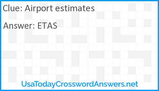 Airport estimates Answer