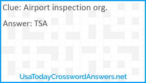 Airport inspection org. Answer