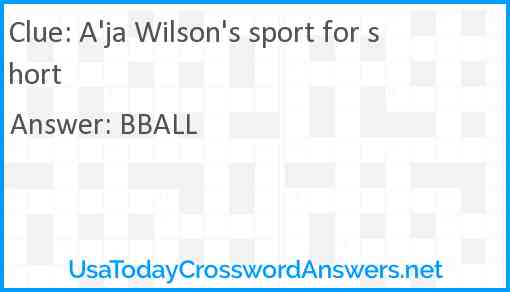 A'ja Wilson's sport for short Answer