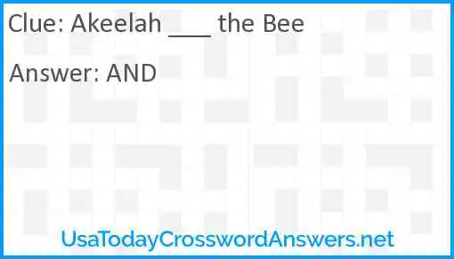 Akeelah ___ the Bee Answer