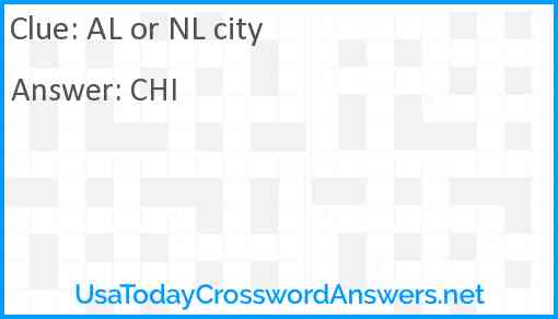 AL or NL city Answer