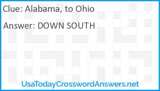 Alabama, to Ohio Answer