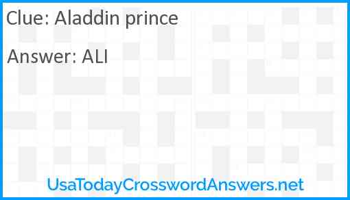 Aladdin prince Answer