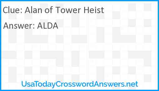 Alan of Tower Heist Answer