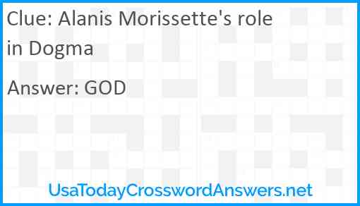 Alanis Morissette's role in Dogma Answer