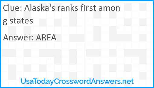 Alaska's ranks first among states Answer