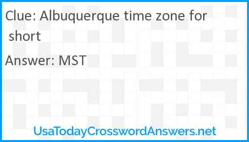 Albuquerque time zone for short Answer