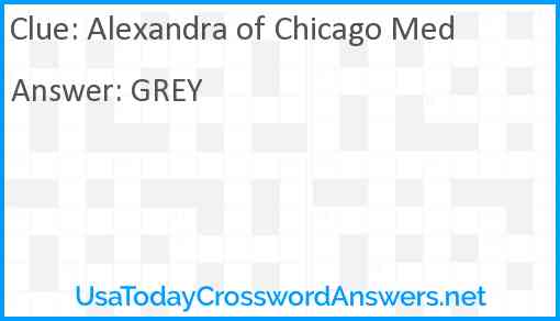 Alexandra of Chicago Med Answer