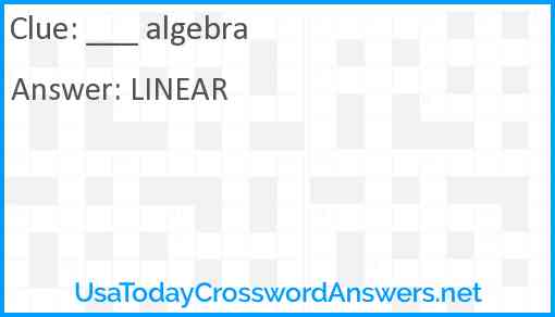___ algebra Answer