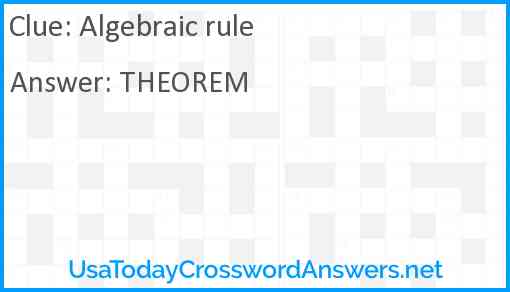 Algebraic rule Answer