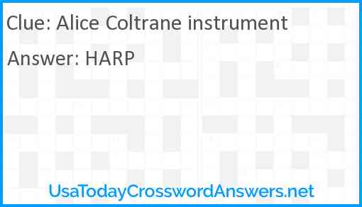 Alice Coltrane instrument Answer