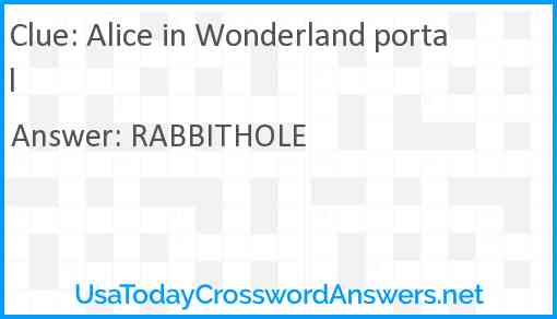 Alice in Wonderland portal Answer