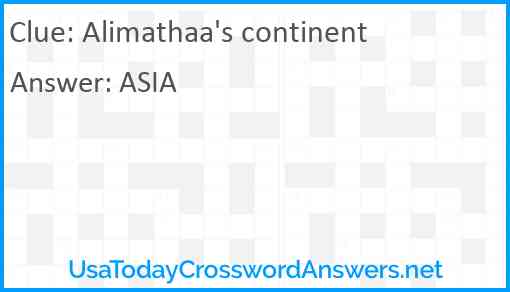 Alimathaa's continent Answer