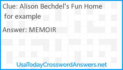 Alison Bechdel's Fun Home for example Answer