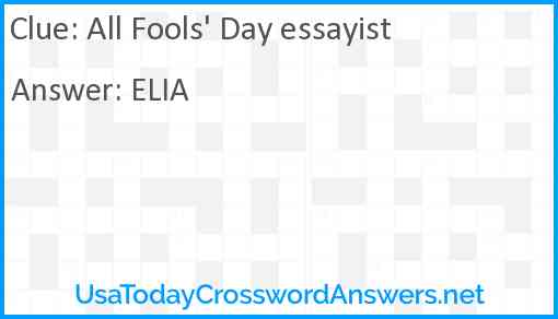 All Fools' Day essayist Answer