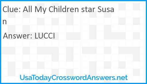 All My Children star Susan Answer