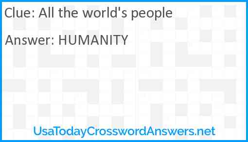 All the world's people Answer