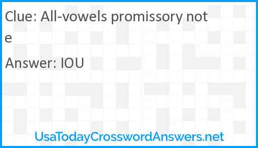 All-vowels promissory note Answer