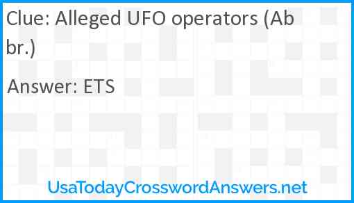 Alleged UFO operators (Abbr.) Answer