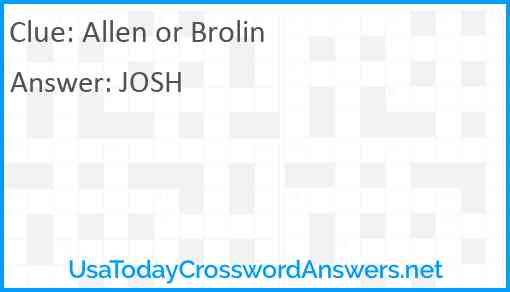 Allen or Brolin Answer