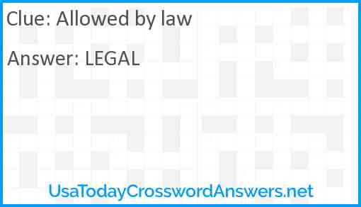 Allowed by law Answer
