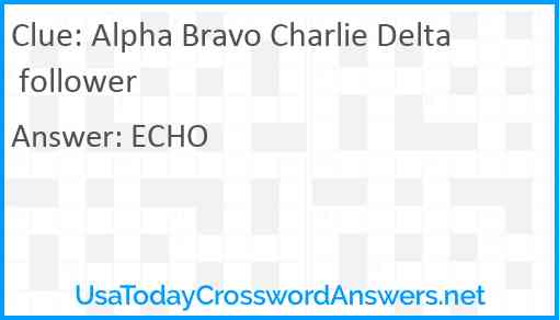 Alpha Bravo Charlie Delta follower Answer