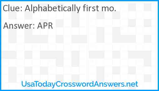 Alphabetically first mo. Answer