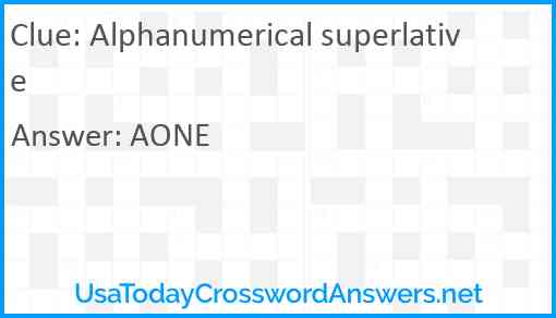 Alphanumerical superlative Answer