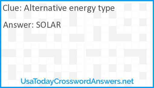 Alternative energy type Answer