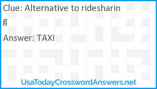 Alternative to ridesharing Answer
