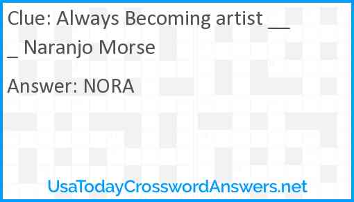 Always Becoming artist ___ Naranjo Morse Answer