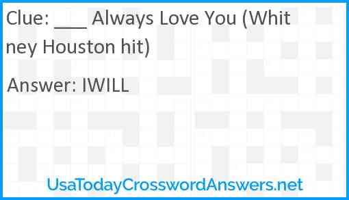 ___ Always Love You (Whitney Houston hit) Answer