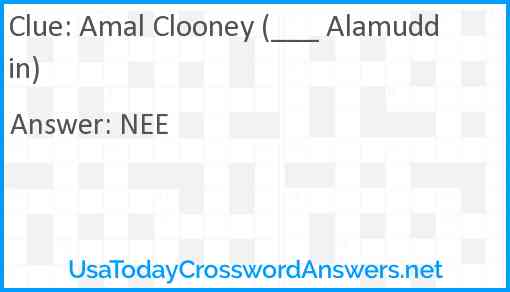 Amal Clooney (___ Alamuddin) Answer