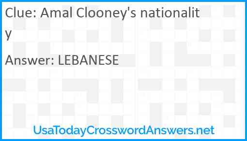 Amal Clooney's nationality Answer