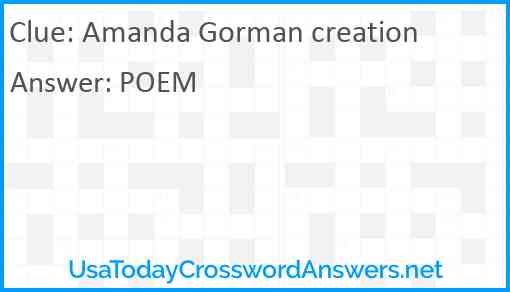 Amanda Gorman creation Answer