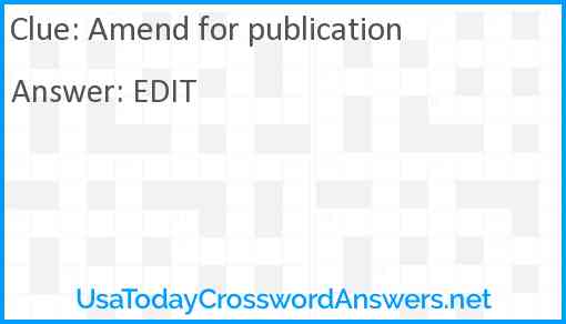Amend for publication Answer
