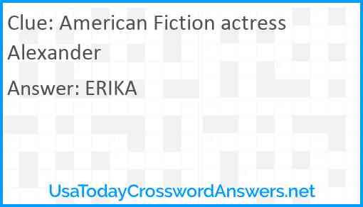 American Fiction actress Alexander Answer