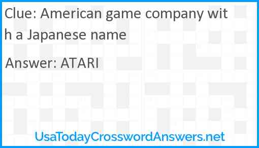 American game company with a Japanese name Answer