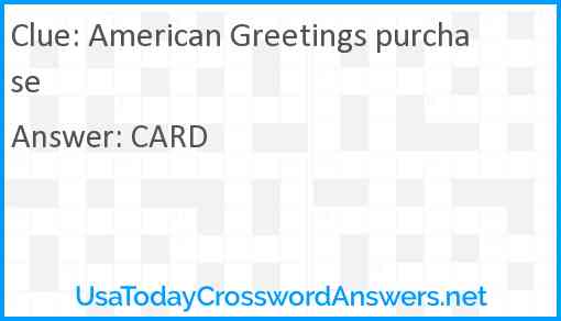 American Greetings purchase Answer