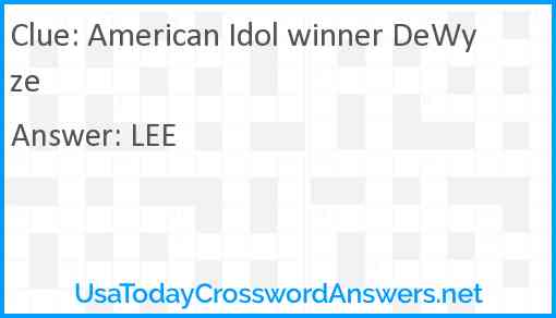 American Idol winner DeWyze Answer