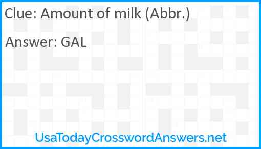 Amount of milk (Abbr.) Answer