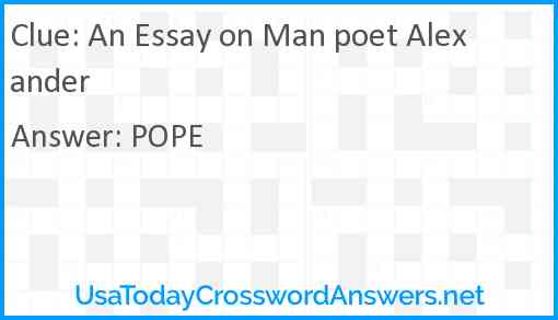 An Essay on Man poet Alexander Answer