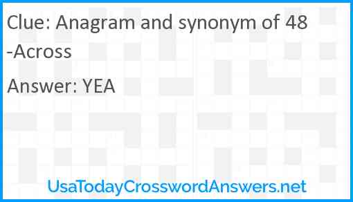 Anagram and synonym of 48-Across Answer