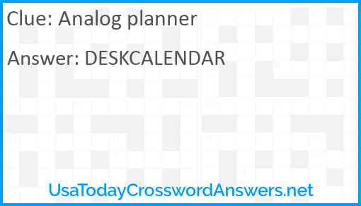 Analog planner Answer